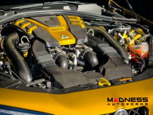 Alfa Romeo Giulia Engine Cover - Carbon Fiber - QV Version - Candy Yellow Accents